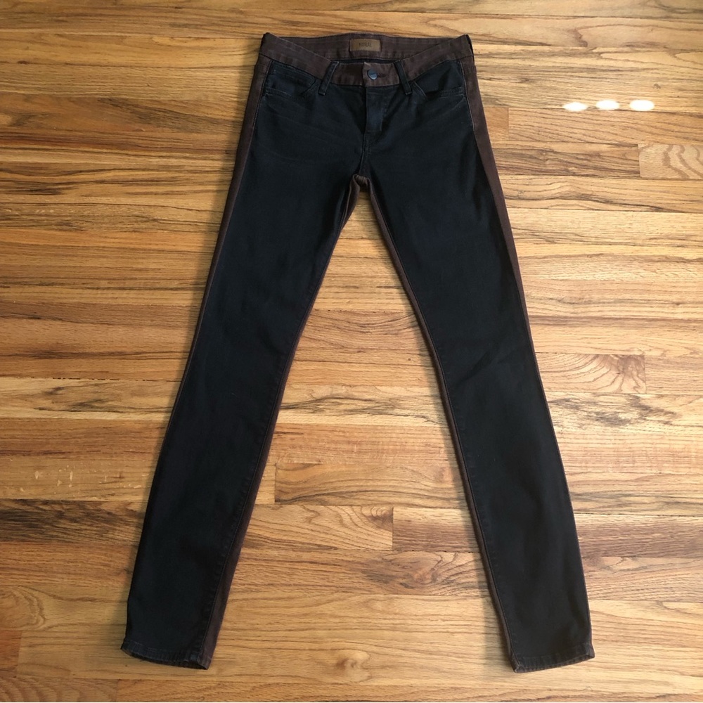 Never worn KORAL skinny jeans color block two tone black and brown size 25